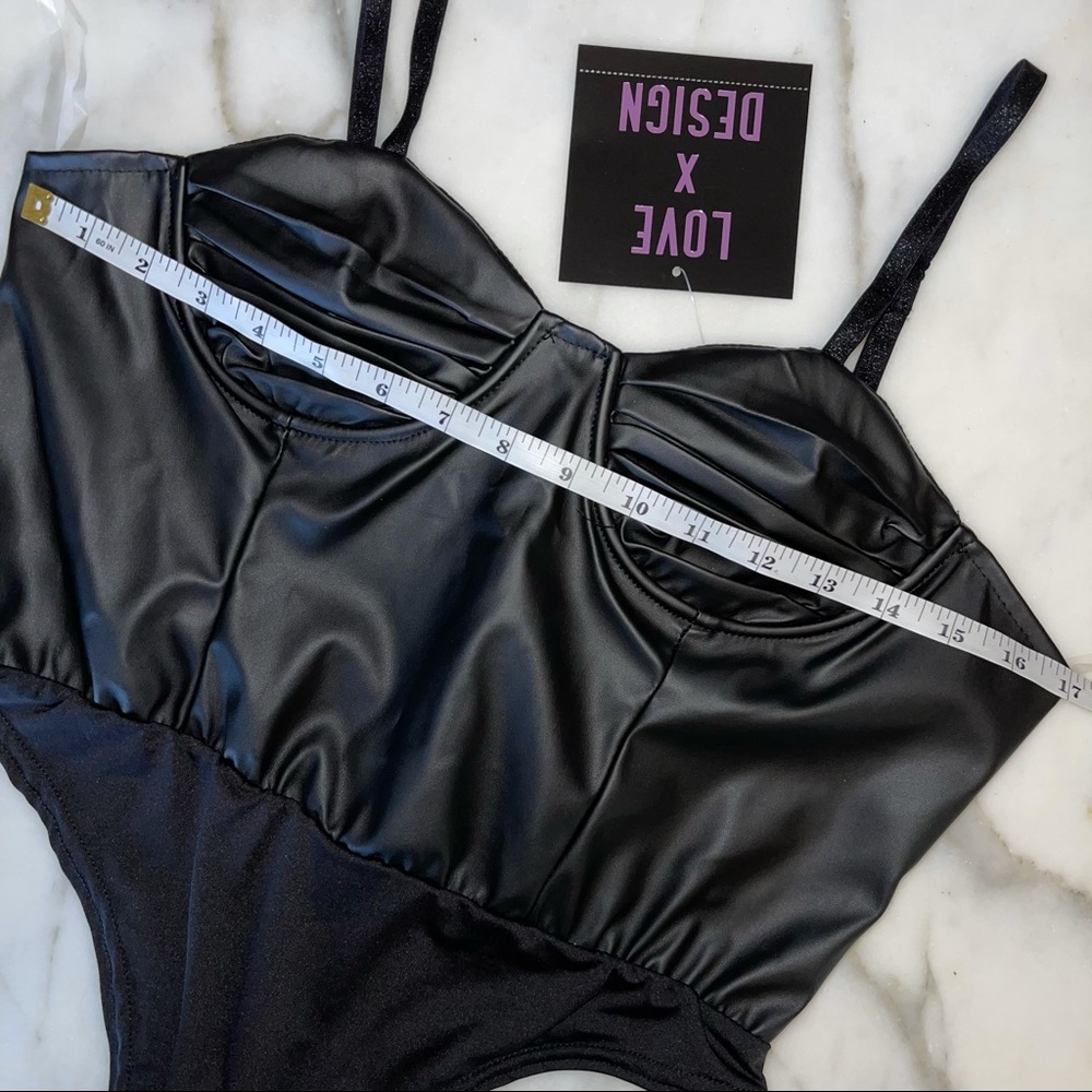 Black Faux Leather Bodysuit - Picture 7 of 11